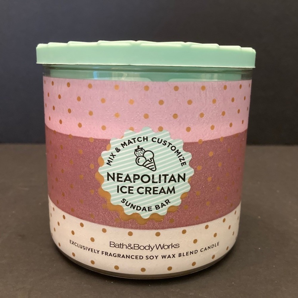 Bath & Body Works Neapolitan Ice Cream Ltd Edition 3 Wick Jar Candle 14.5oz‎